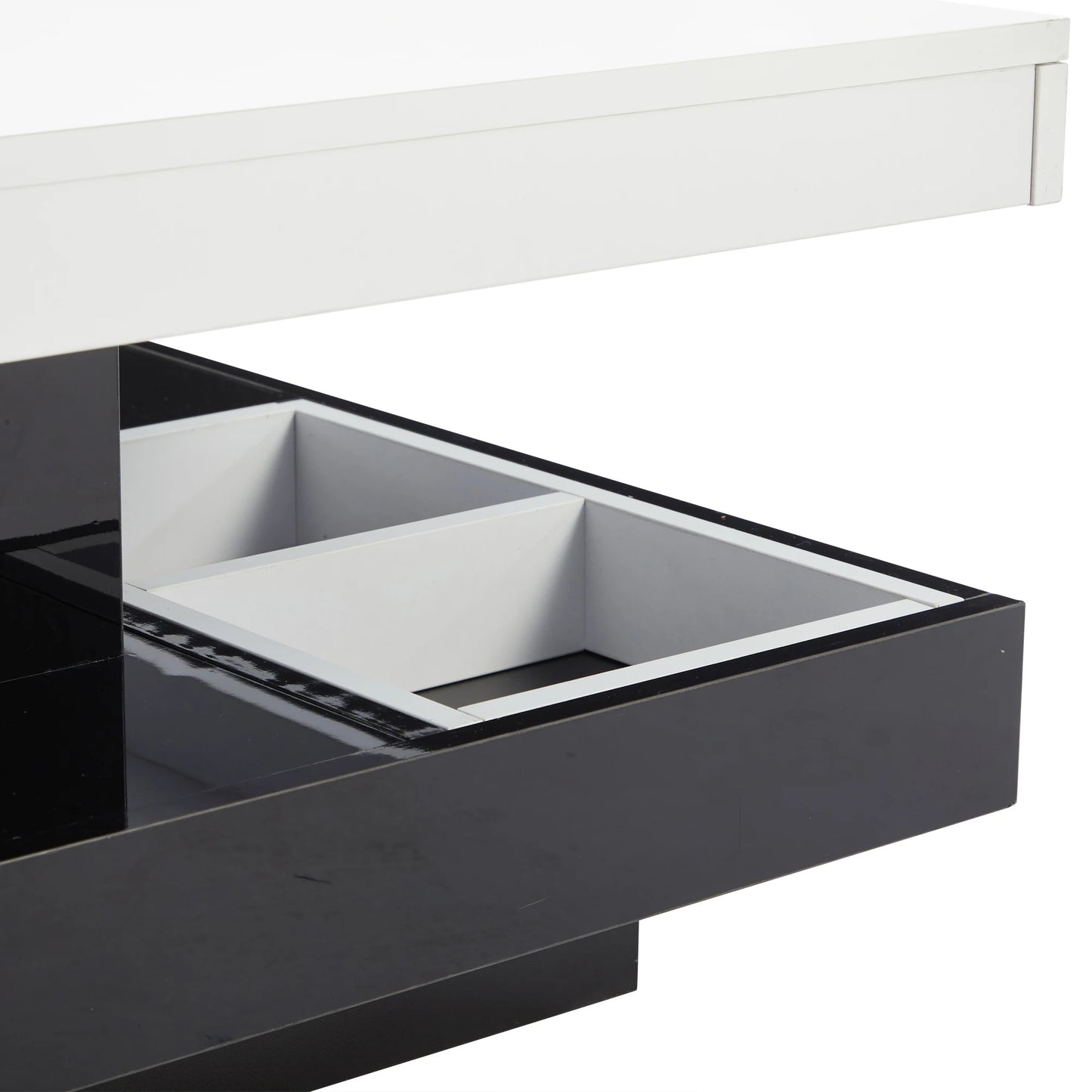 Roterbart Soffbord med Högblank Yta – Elegant & Funktionellt i Två Nivåer