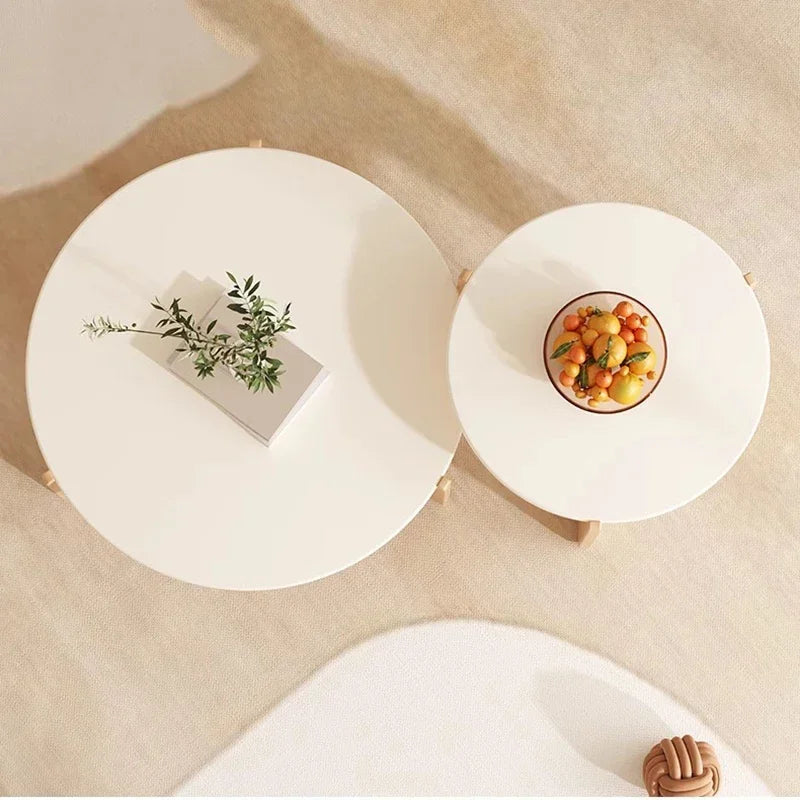 OLOEY Lyxigt Rundt Soffbord – Japansk Design & Modern Enkelhet
