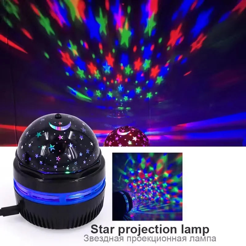 LED Stjärnhimmel Projektorlampa – Roterande nattlampa med måne & stjärnor (USB)