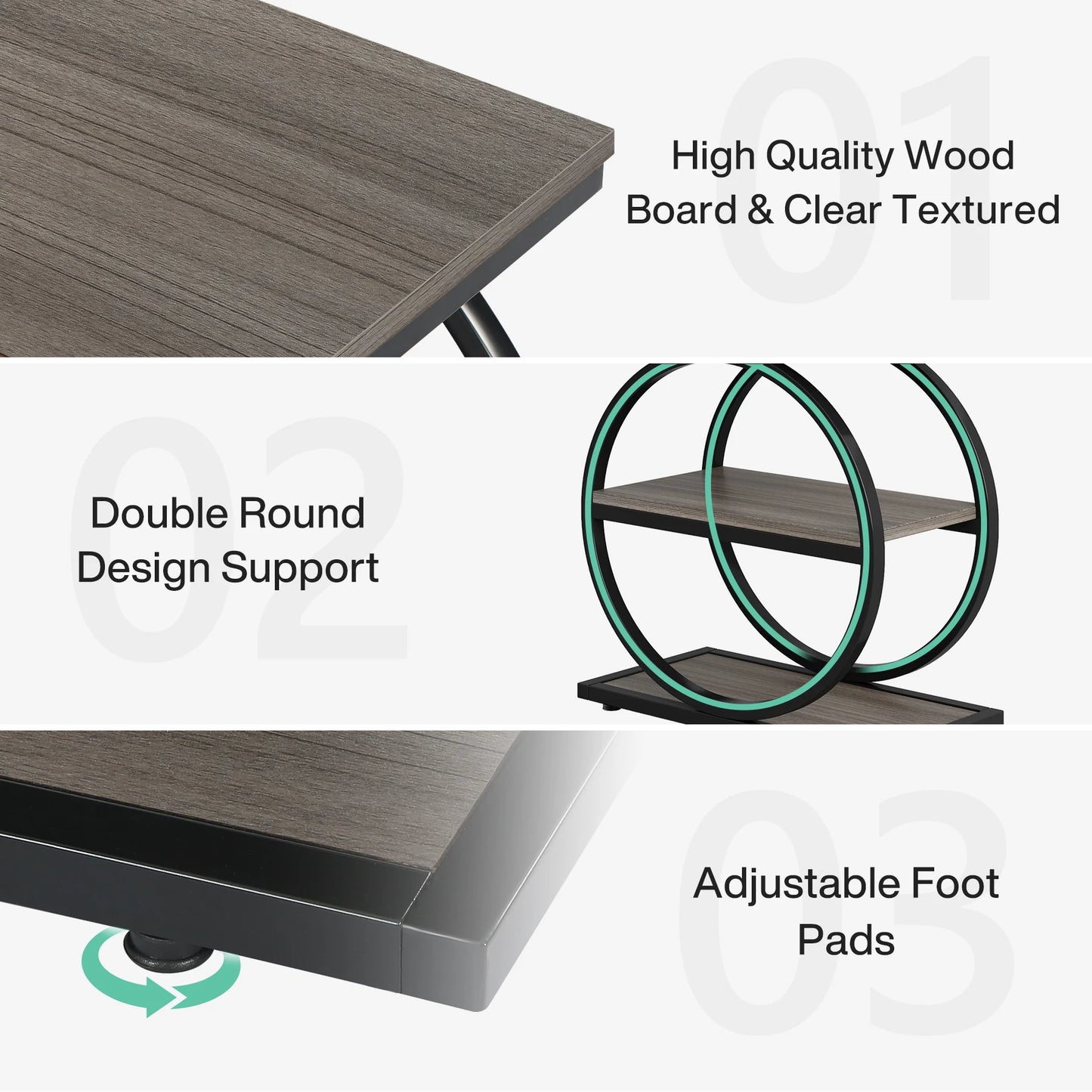 Tribesigns Industriellt Sidobord – Smal Design med 3 Hyllor