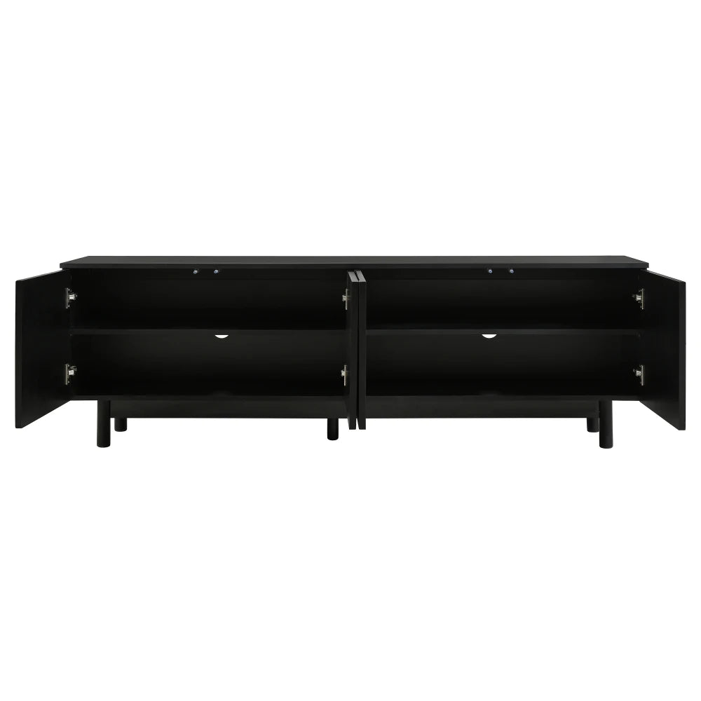 Modern Svart TV-bänk – Elegant Design med Justerbar Förvaring