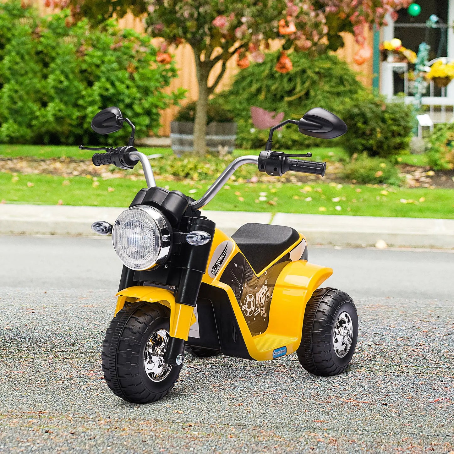 đ” HOMCOM Elektrisk Trehjulig Motorcykel för Barn â 6V â Med StrĂ„lkastare & Tuta â 18â36 MĂ„nader