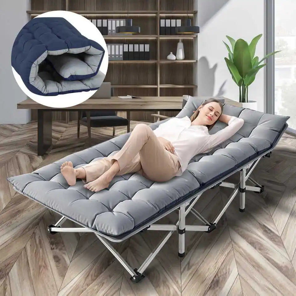 Modern Hopfällbar Campingsäng med Förvaring – 190x71x37 cm