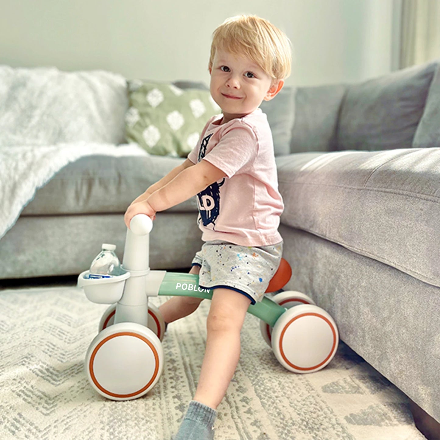 Baby Balanscykel med 4 Hjul – För Barn 12–24 Månader | Utan Pedaler