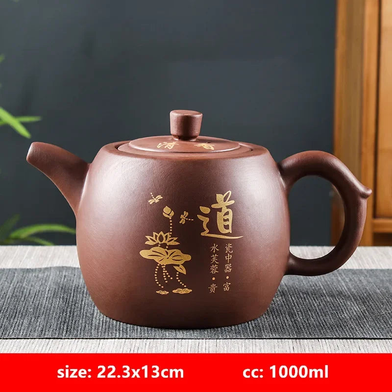 Yixing Tekanna i lila lera – Handgjord traditionell tekanna (1 liter)