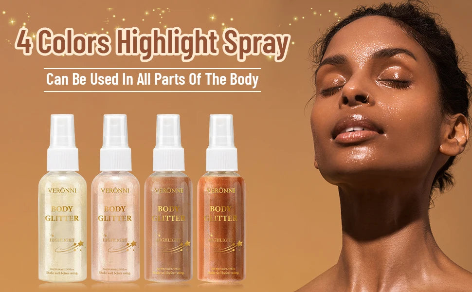 Body Glitter Spray Oil Lotion – 4 Colors