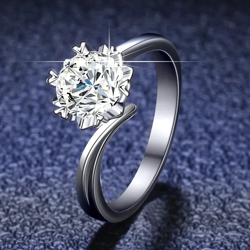 Äkta PT950 Platina Ring med 1ct Moissanite – Certifierad Bröllopsring för Kvinnor