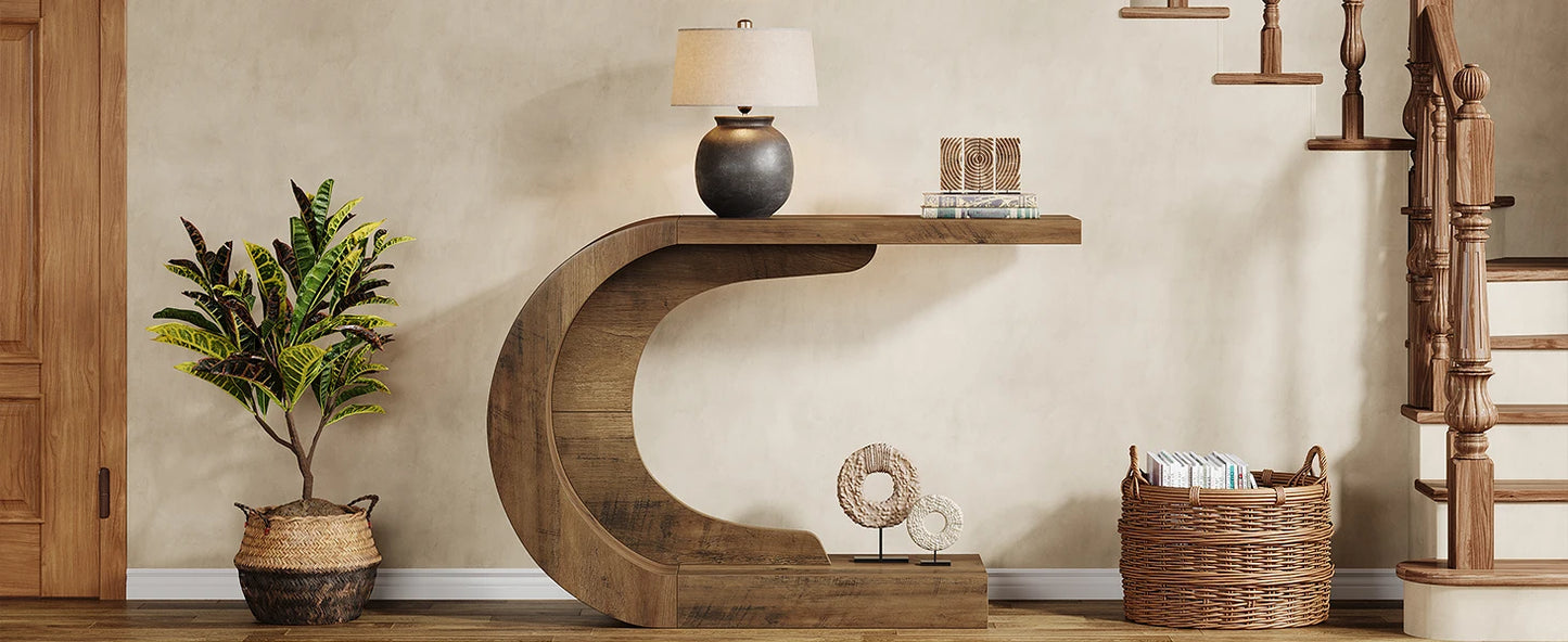 Tribesigns Konsolbord 110 cm – C-formad Design i Amerikansk Country-stil