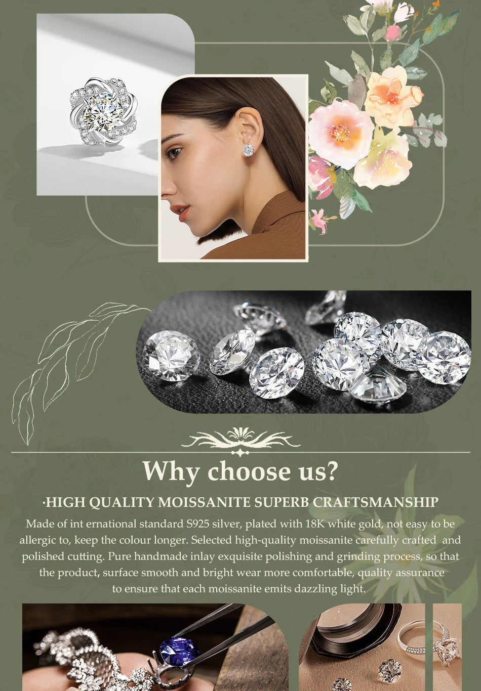 Roterbar Moissanite Ring – 1CT – Äkta S925 Silver – Klassisk Bröllopsring med GRA Certifikat