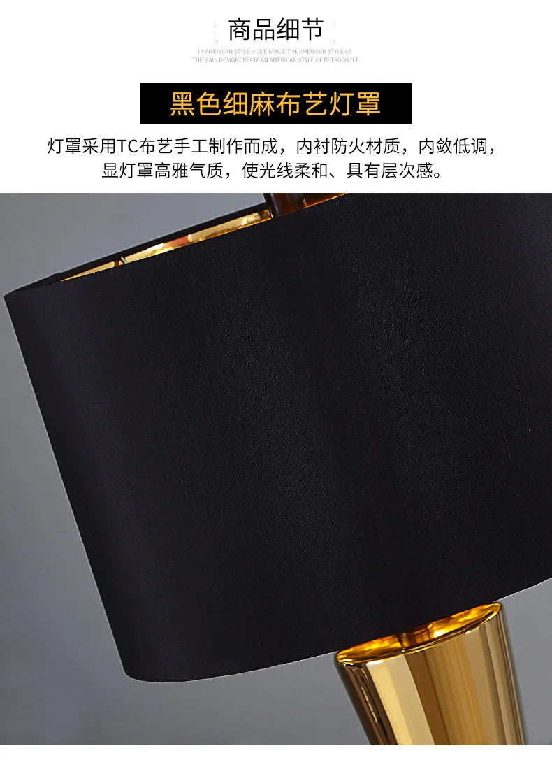 đĄ KIQUNE Bordslampa i Amerikansk Minimalistisk Stil â JĂ€rn & Tyg â LED â För Sovrum & Arbetsrum