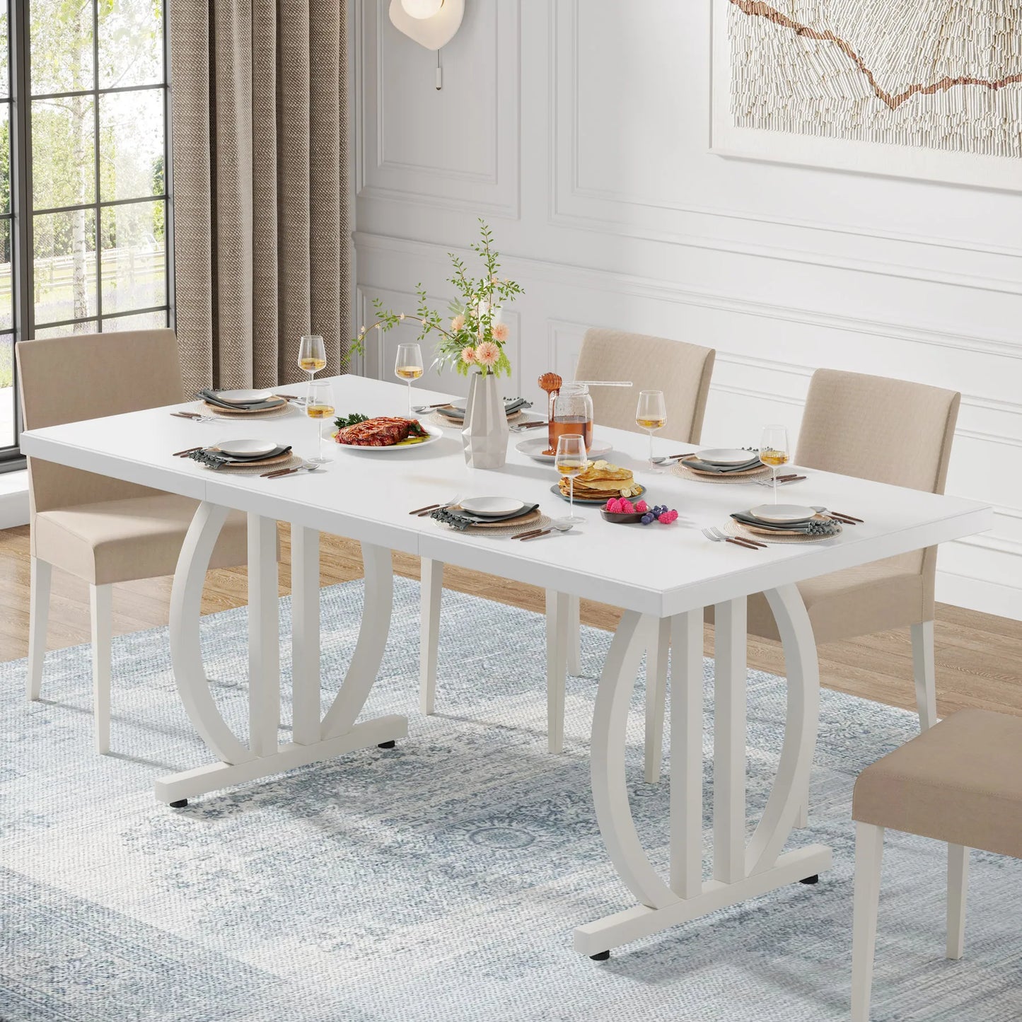 Tribesigns Matbord – Svart Industriell Design för 4–6 Personer (160 cm)