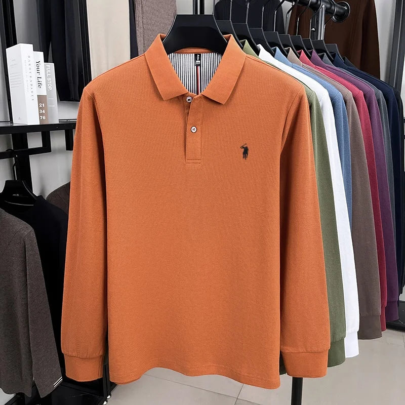 Herrpike i 100% Bomull – Broderad Häst – Höst/Vinter – Smart Casual