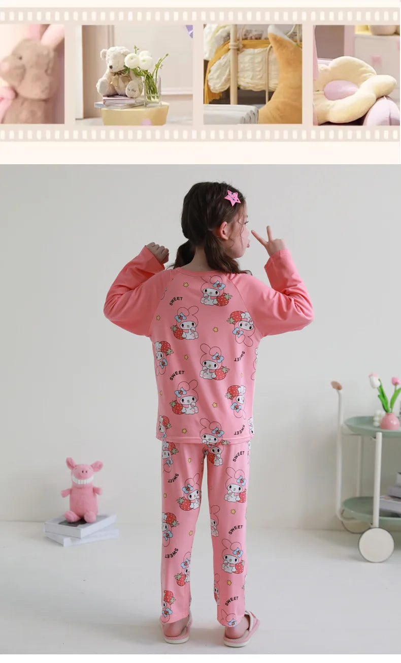 🧸 Sanrio Pyjamas för Barn – Kuromi, My Melody, Cinnamoroll – Långärmad – 100% Bomull – Kawaii Design