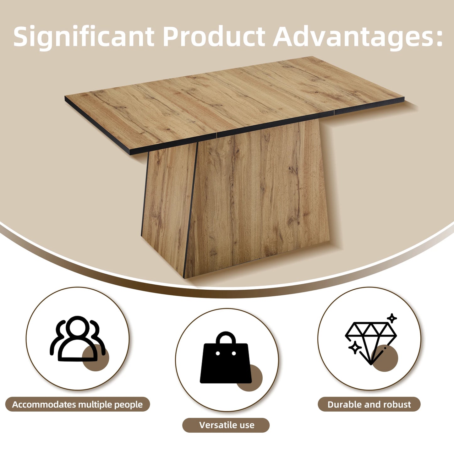 Modernt Träfärgat Matbord – Elegant Design för Kök & Bistro