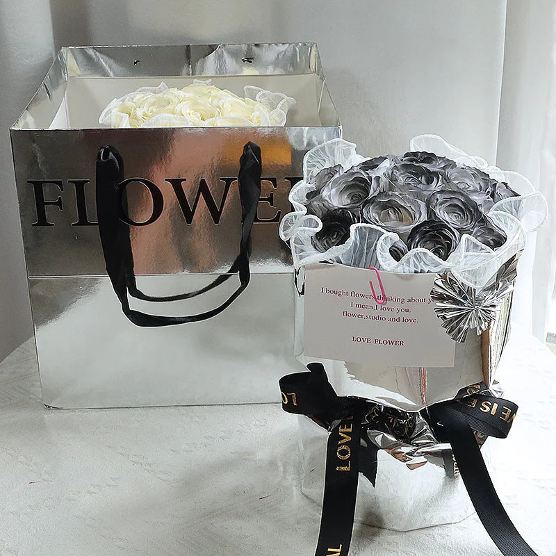 Lyxig Tvålblommebukett i Presentbox – 3 Eleganta Stilar
