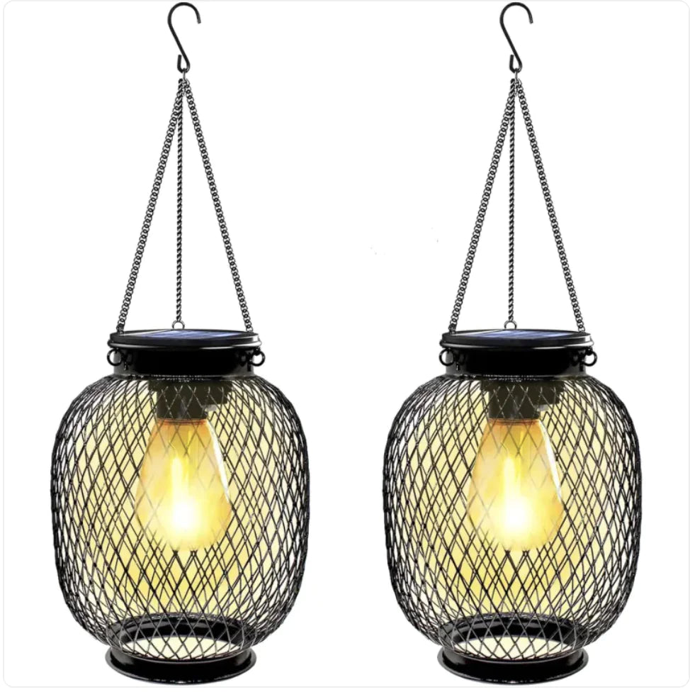 Solcellsdriven Hängande Trädgårdslampa – Varmvitt Ljus för Balkong & Utomhus