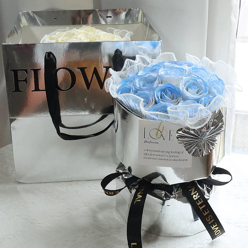 Lyxig Tvålblommebukett i Presentbox – 3 Eleganta Stilar