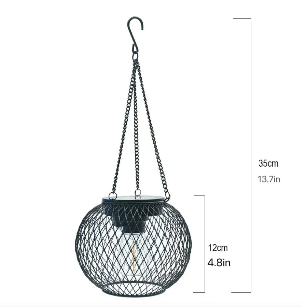 Solcellsdriven Hängande Trädgårdslampa – Varmvitt Ljus för Balkong & Utomhus