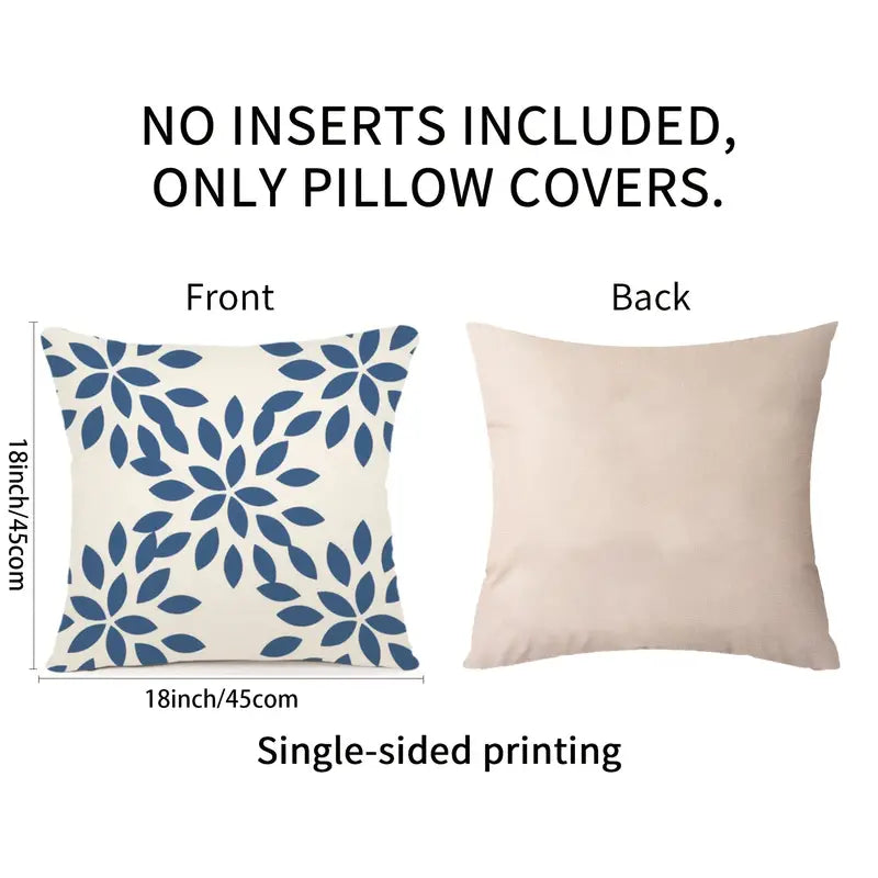 Kuddfodral 4-pack 45×45 cm – Ljusblå & Vita Dekorativa Överdrag