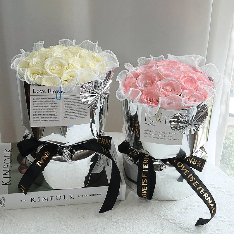 Lyxig Tvålblommebukett i Presentbox – 3 Eleganta Stilar