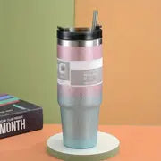 Diamond Termosmugg 900ml – Rostfritt Stål med Sugrör & Spillfritt Lock