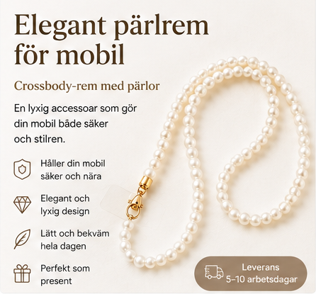 Elegant pärlrem för mobil – Crossbody