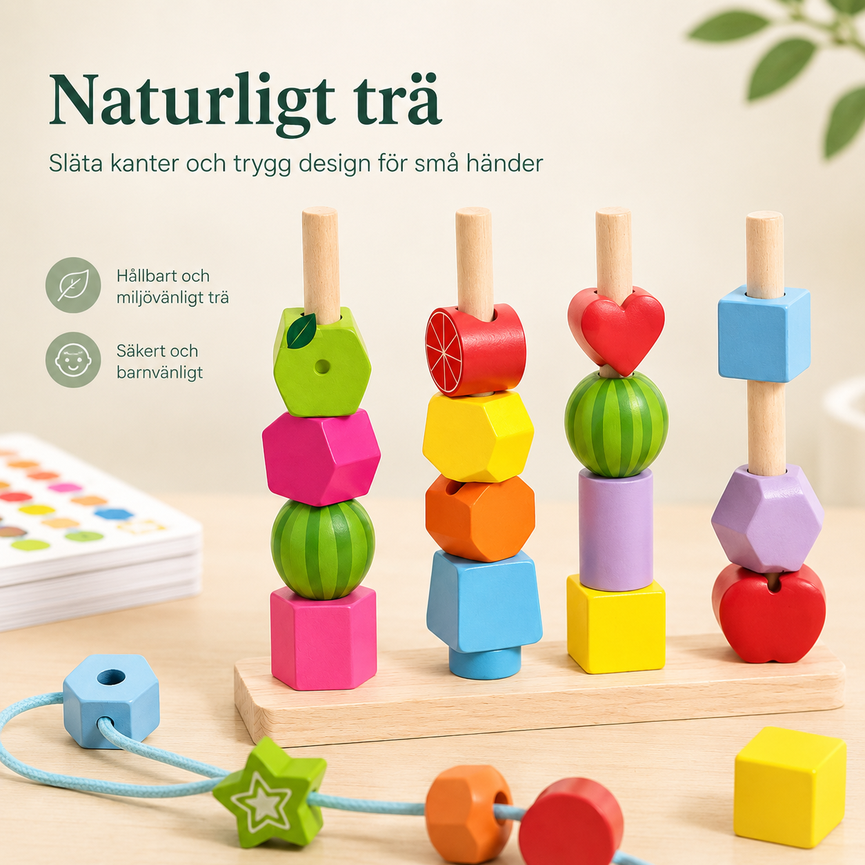 Montessori stapel- och sorteringsleksak i trä