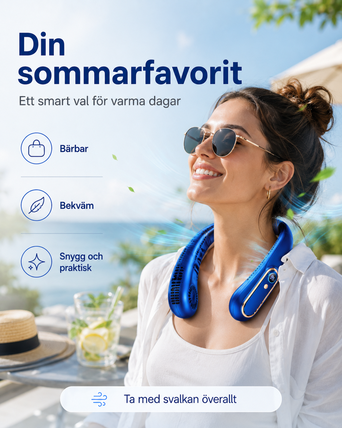 Portabel Mini Takfläkt med USB-laddning – Perfekt för hem, kontor och resor