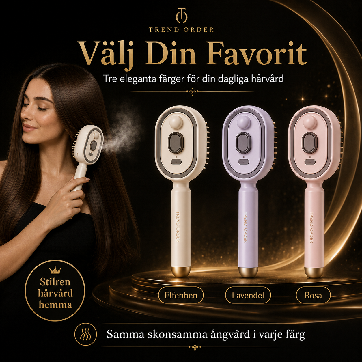 Elektrisk Ångborste för Hår med Nano-mist och Massage