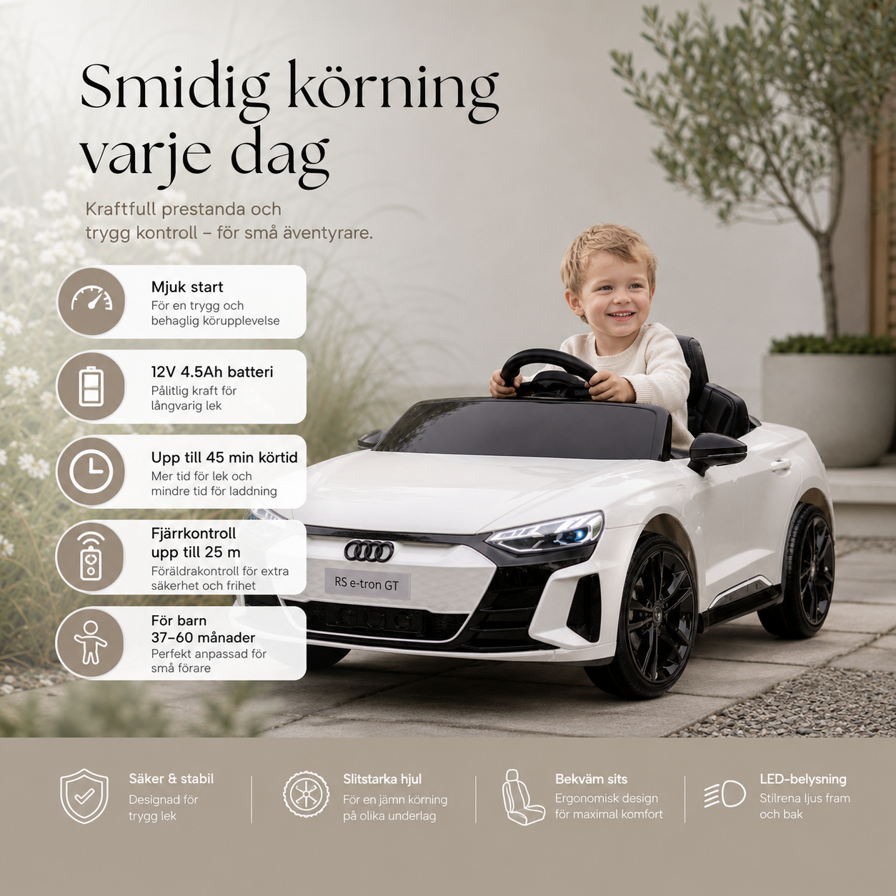 HOMCOM Elektrisk Barnbil Audi RS e-tron GT – Vit