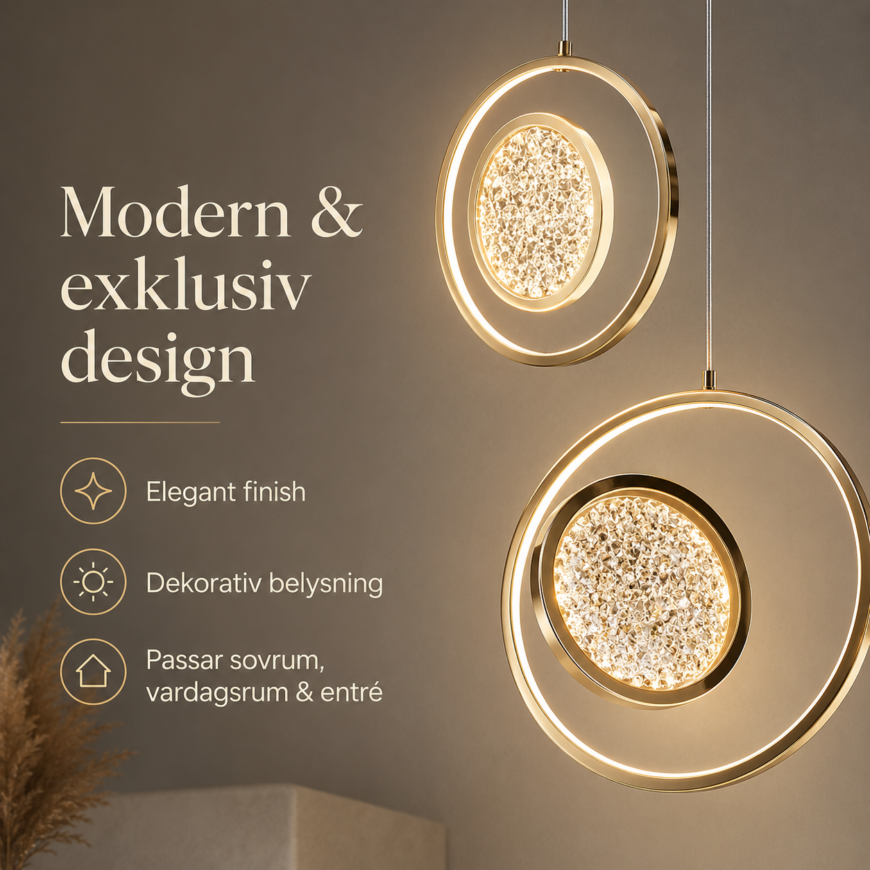 Modern LED Pendellampa – Lyxig Designlampa för Sovrum, Vardagsrum & Entré
