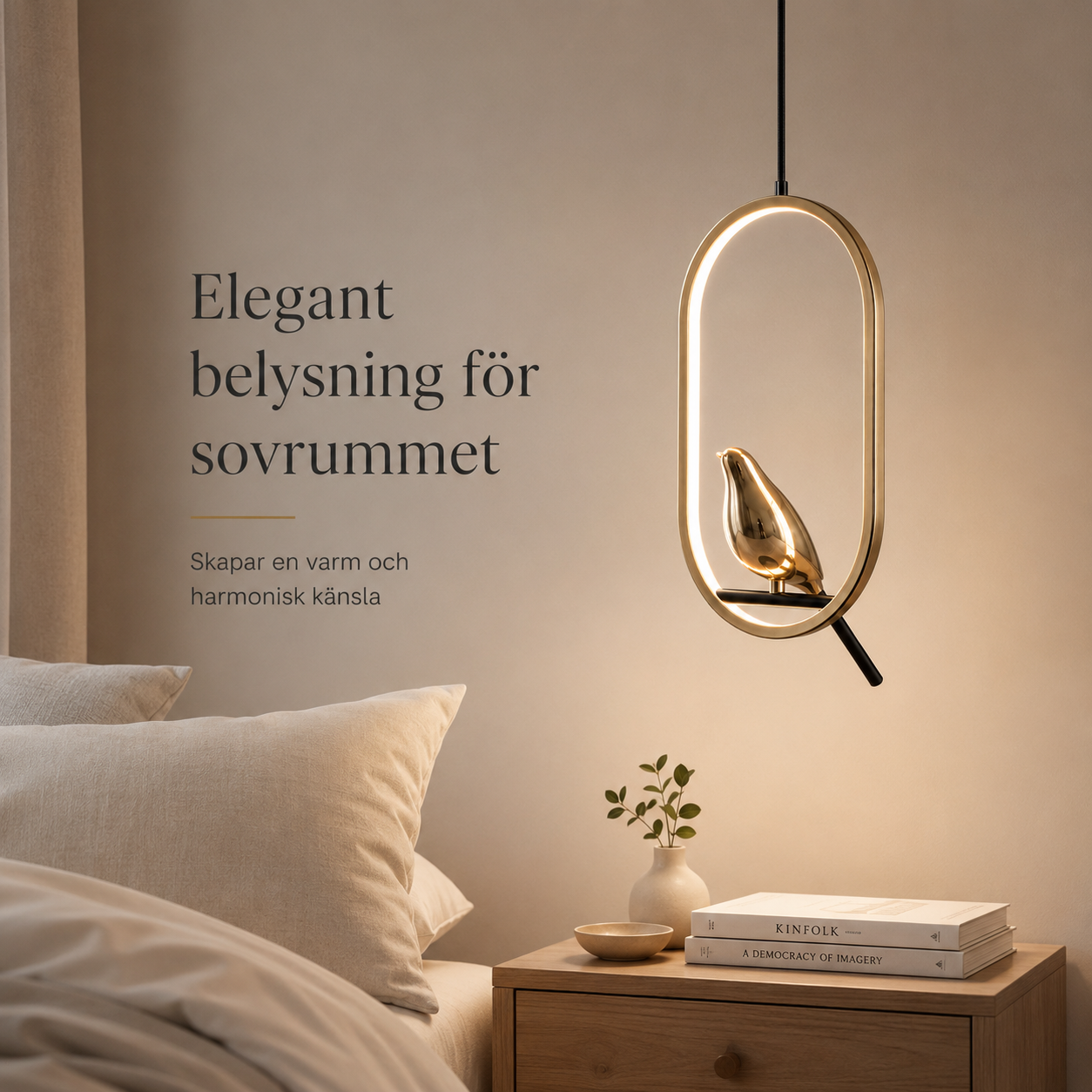 Roterbar LED-pendellampa med skata – modern taklampa i metall