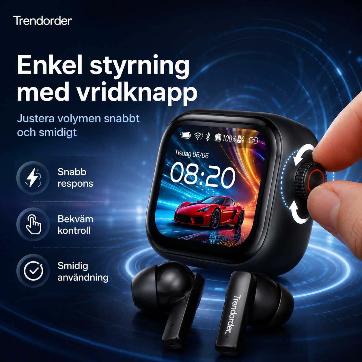 Trådlösa AI Hörlurar Med Touchskärm Bluetooth 5.3