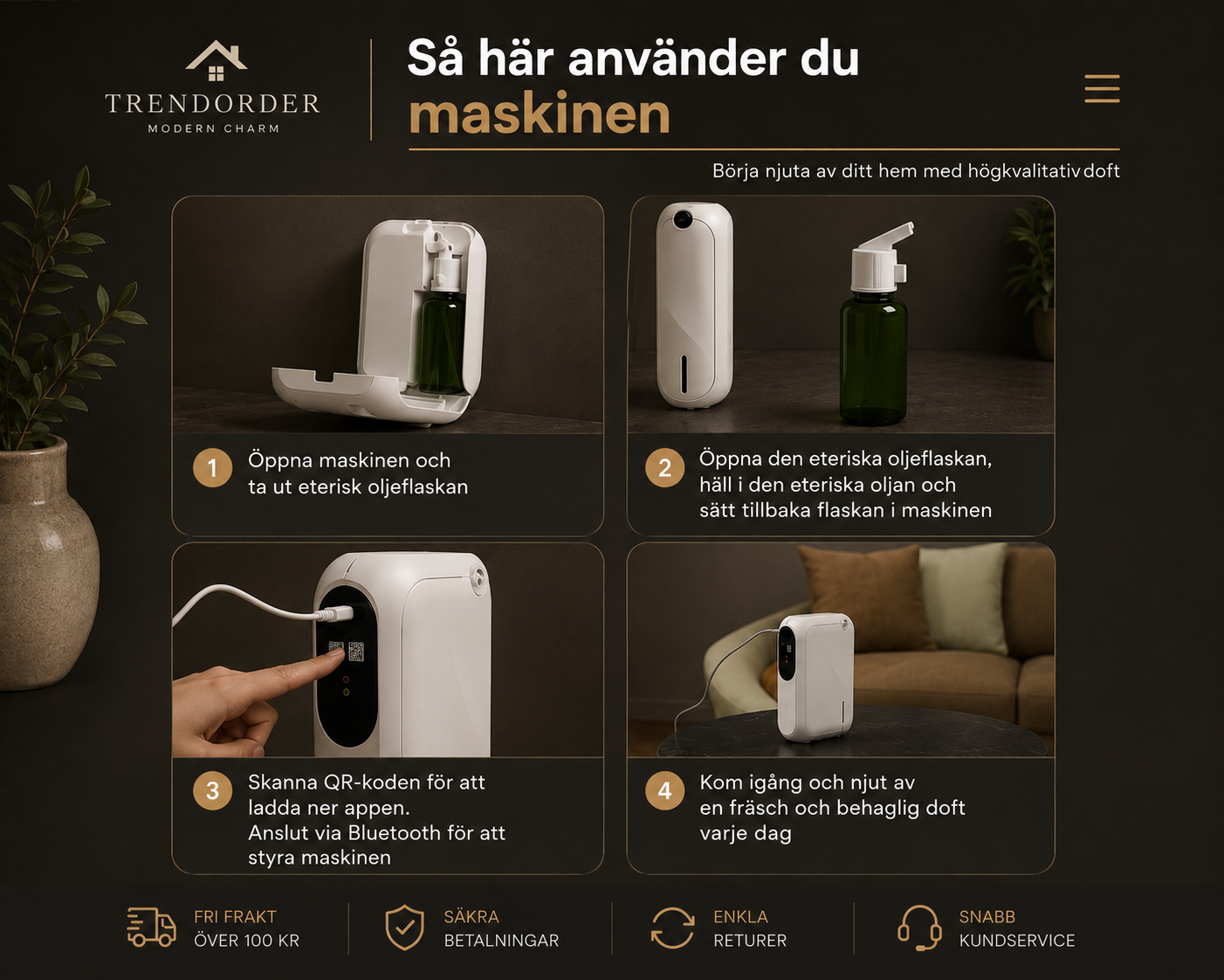 Aromdiffusor Vattenfri med Bluetooth App 200 m³