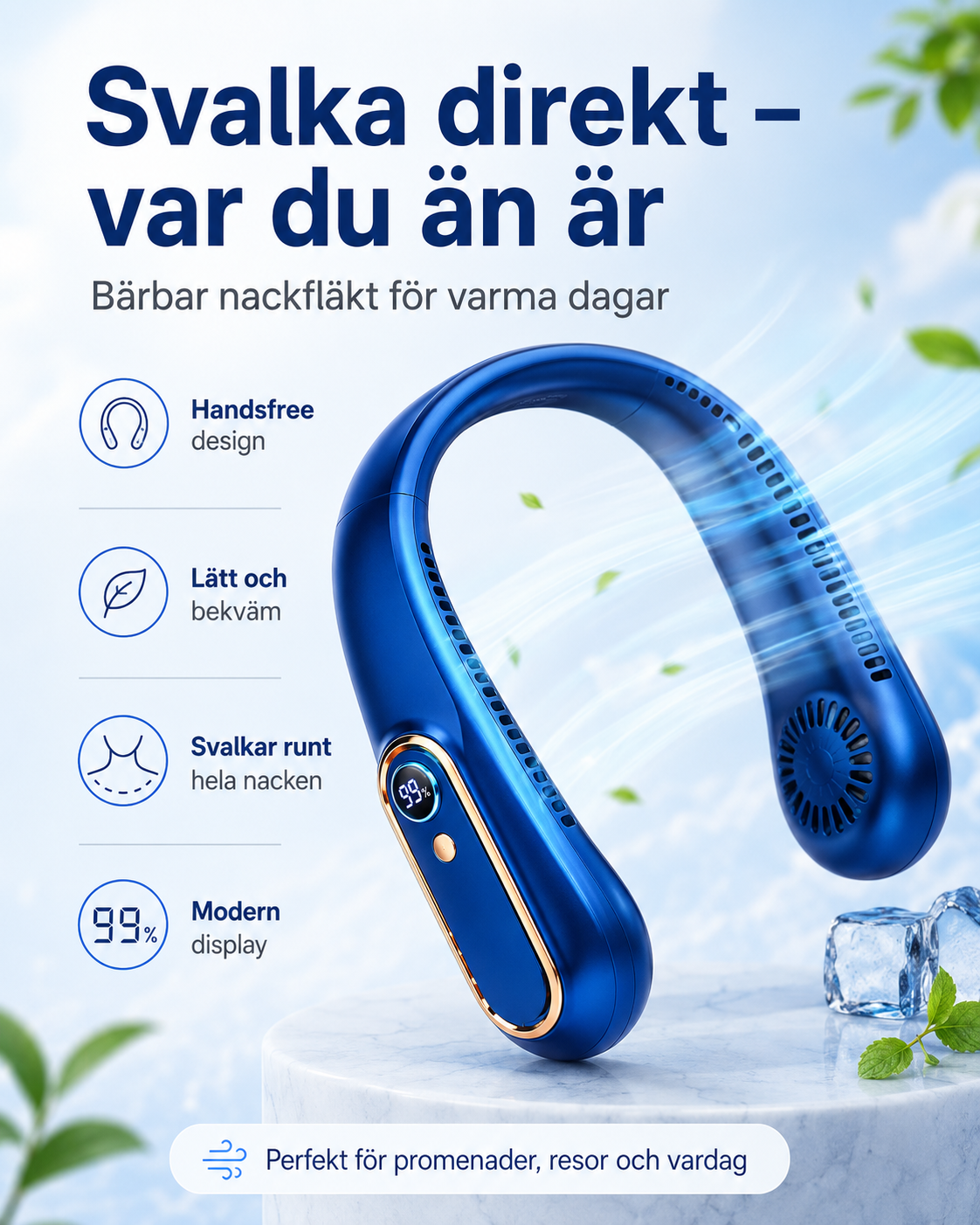 Portabel Mini Takfläkt med USB-laddning – Perfekt för hem, kontor och resor