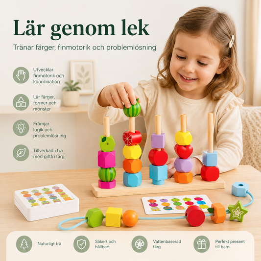 Montessori stapel- och sorteringsleksak i trä
