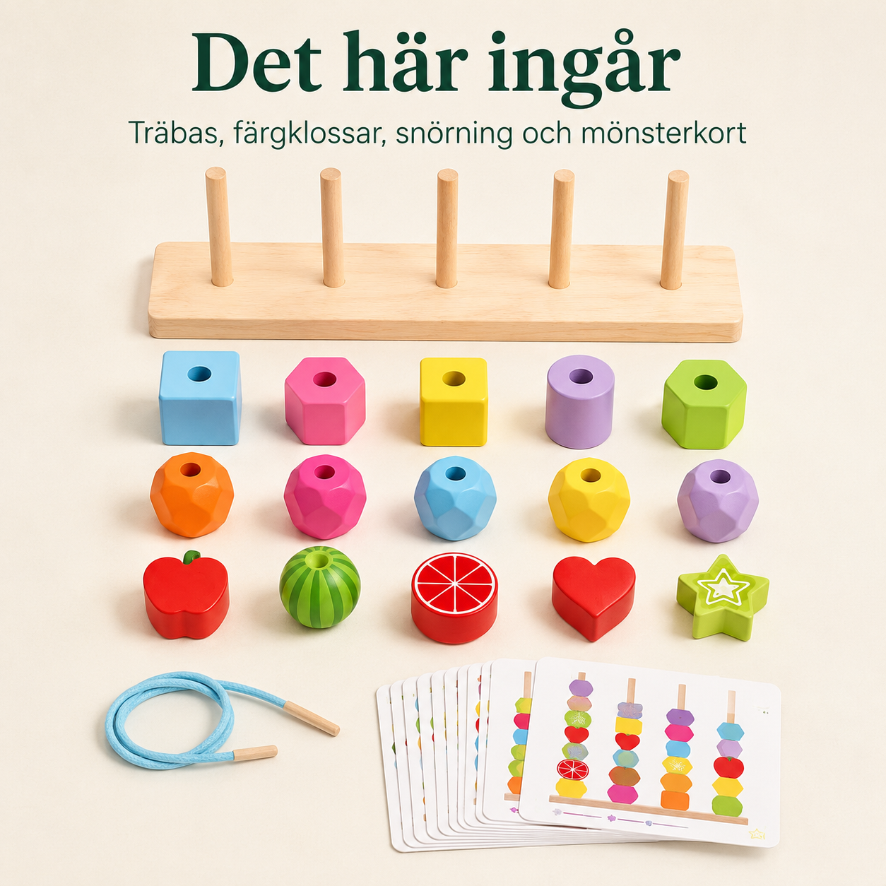 Montessori stapel- och sorteringsleksak i trä