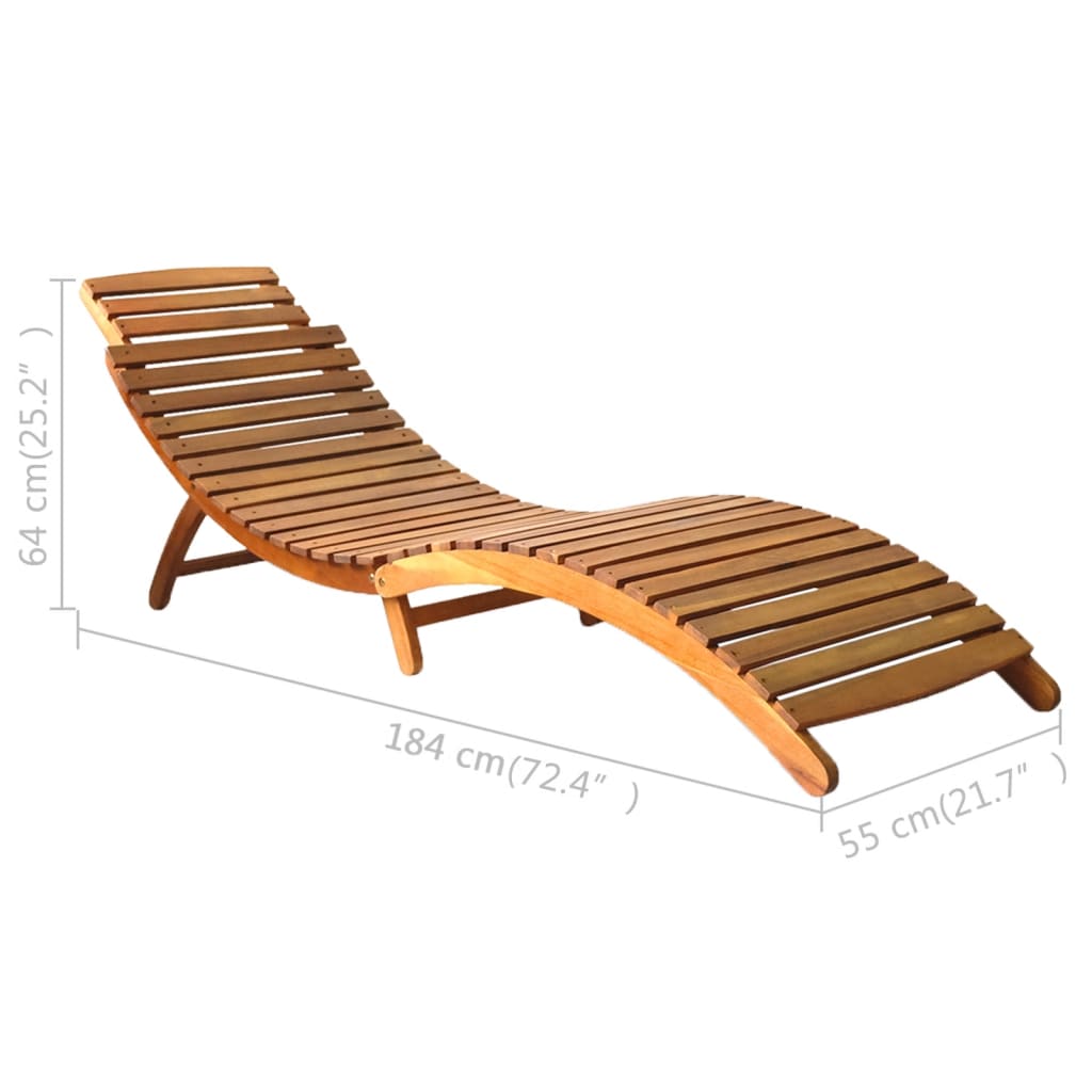 | Solsäng | 1-Person Brun 55 X 184 X 64Cm Massivt Akaciaträ