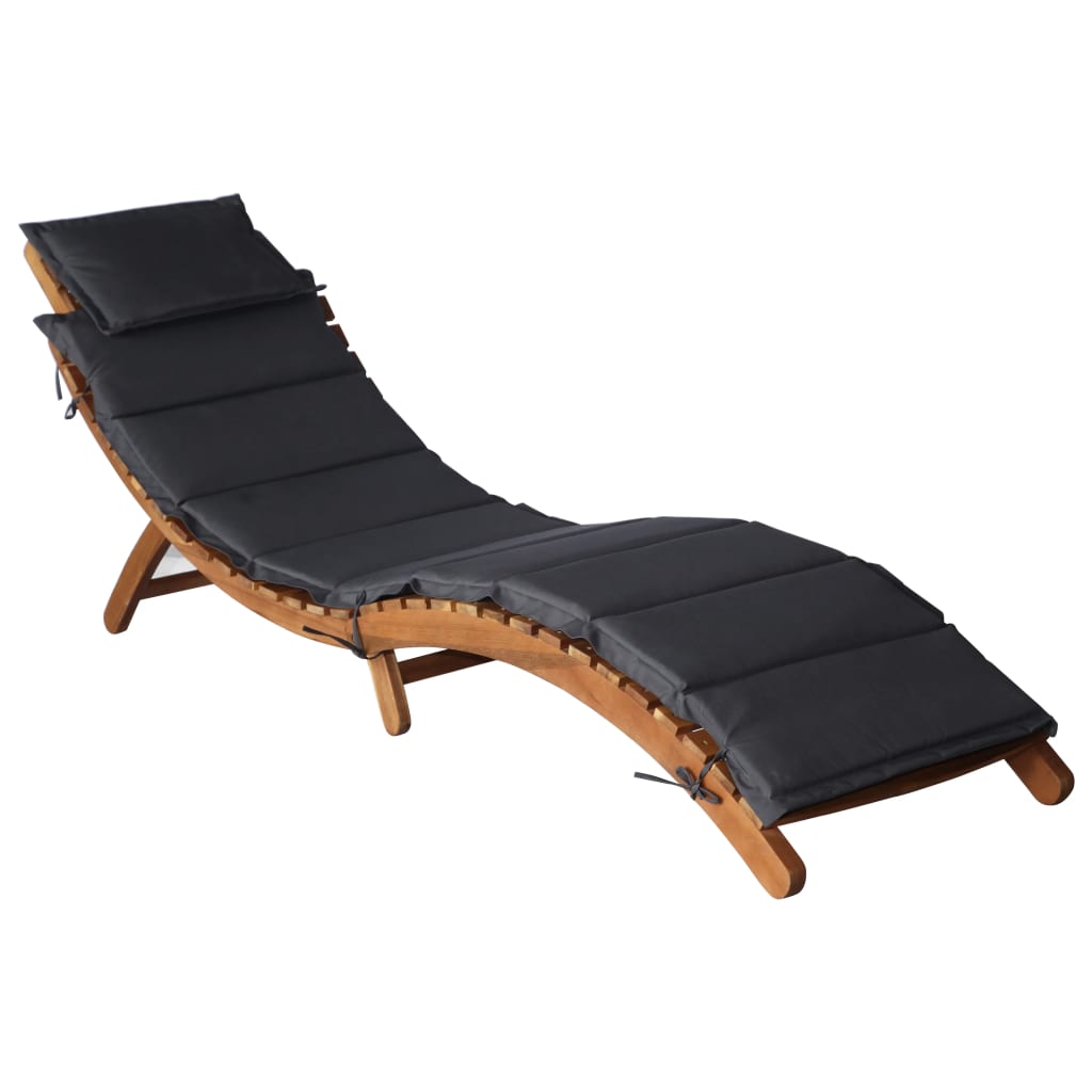 | Solsäng | Med Kudde 55 X 184 X 64Cm Massivt Akaciaträ