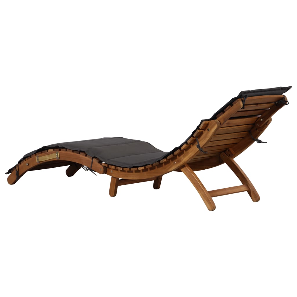 | Solsäng | Med Kudde 55 X 184 X 64Cm Massivt Akaciaträ
