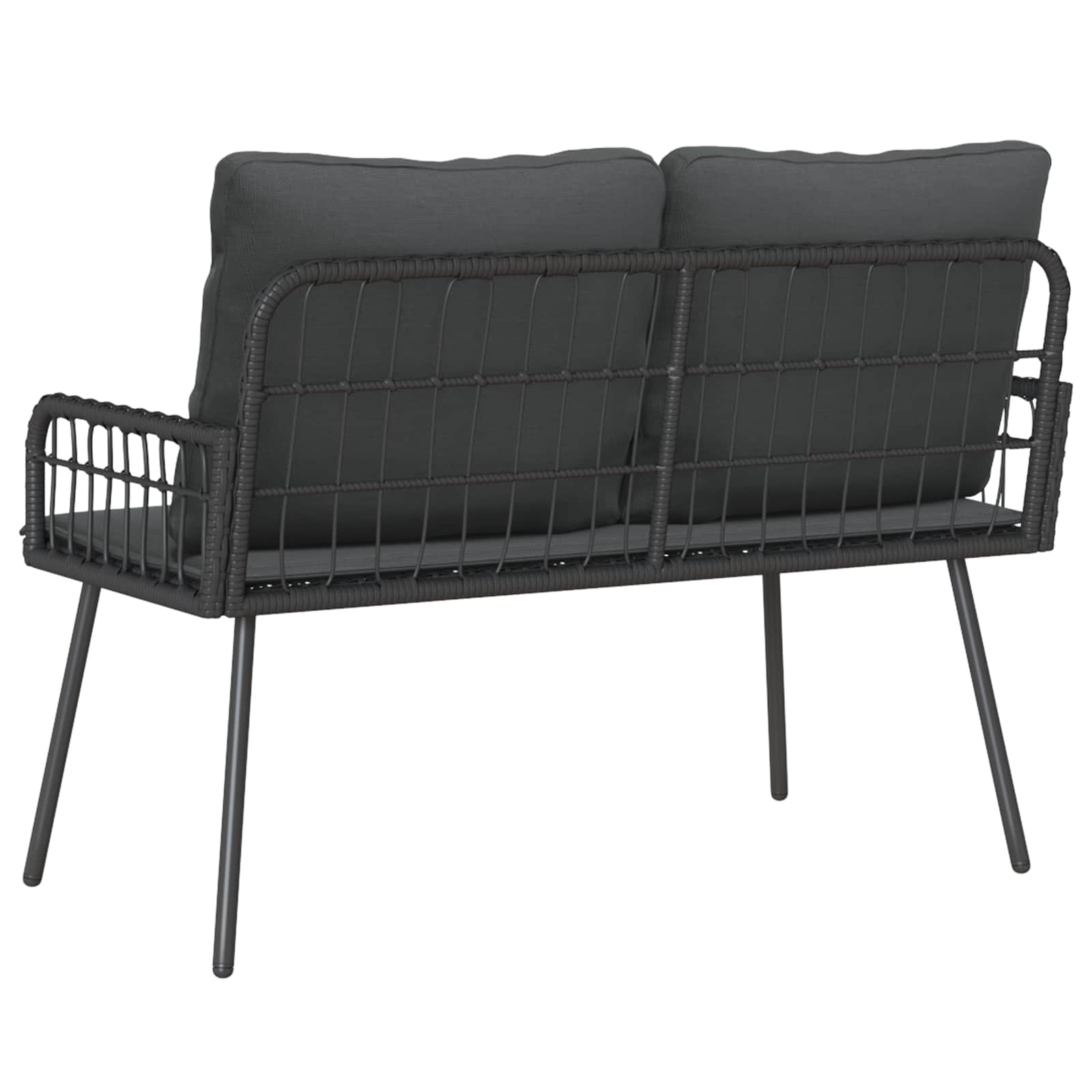 Trädgårdsbänk Med Kudde Antracit 114 X 64 X 90Cm Stål