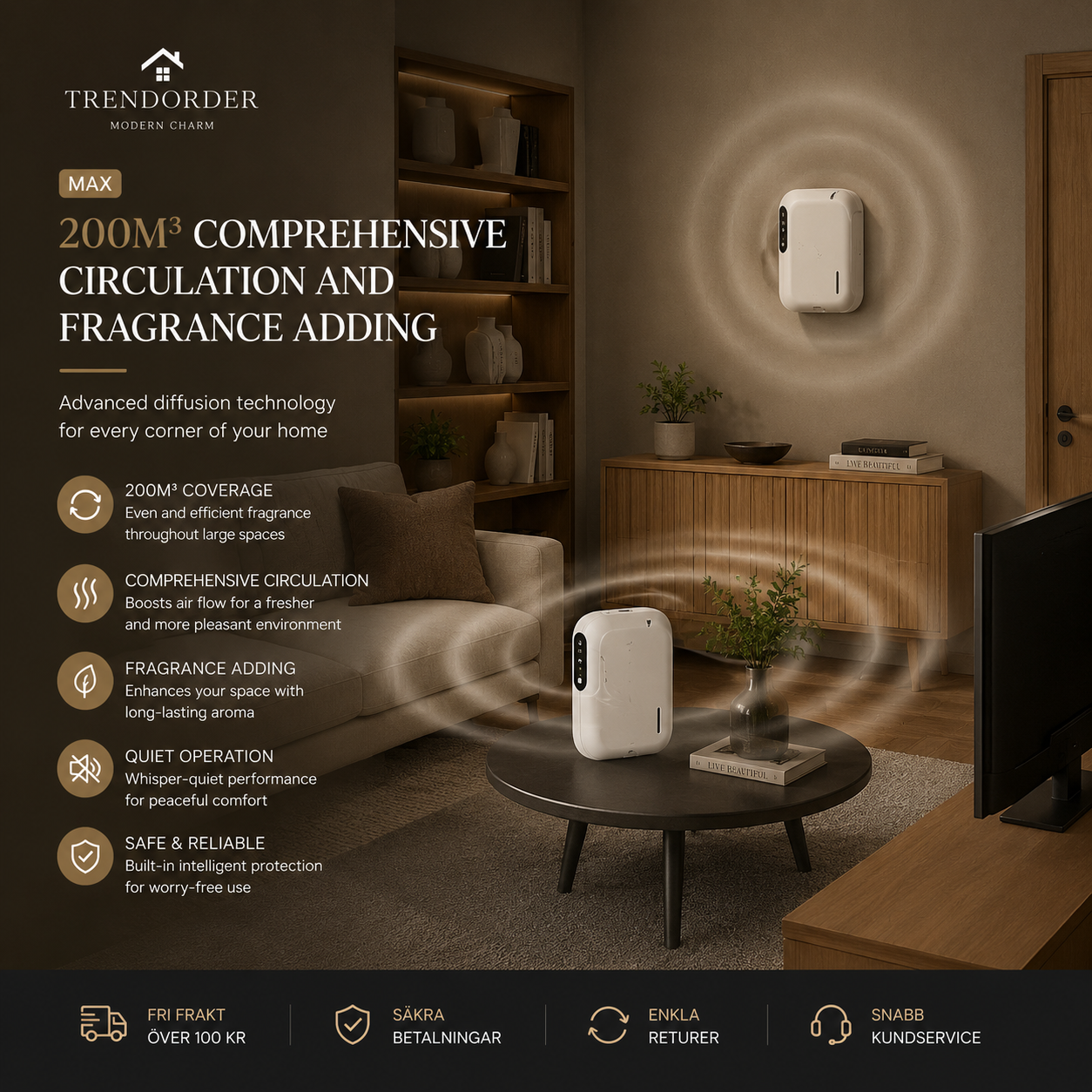 Aromdiffusor Vattenfri med Bluetooth App 200 m³