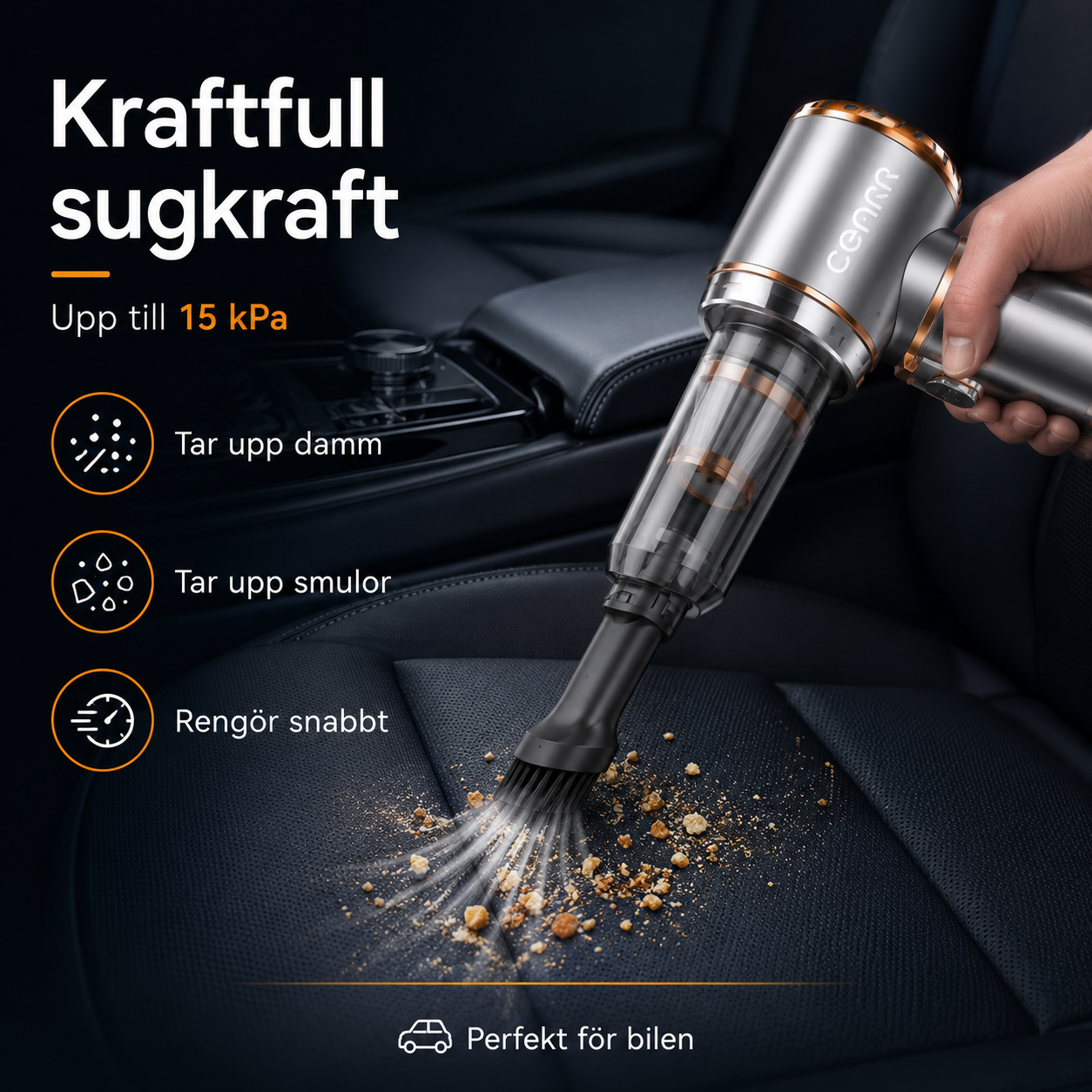 CENRR Portabel Sladdlös Handdammsugare 3-i-1 för Bil och Hem