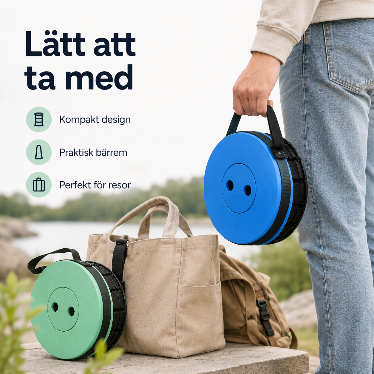 Portabel Pall för Camping, Fiske & Utflykter