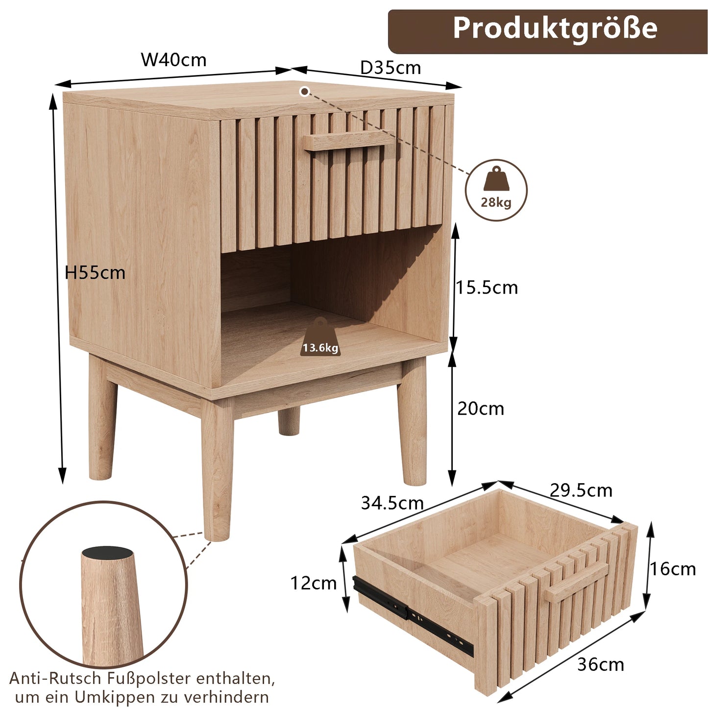 Rosahqnda Sängbord – 2-pack | Modern Marockansk Stil med Förvaring