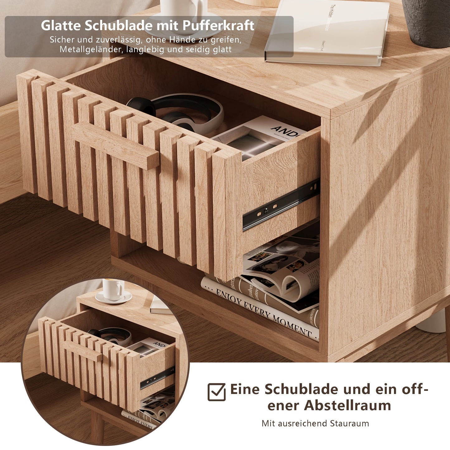 Rosahqnda Sängbord – 2-pack | Modern Marockansk Stil med Förvaring