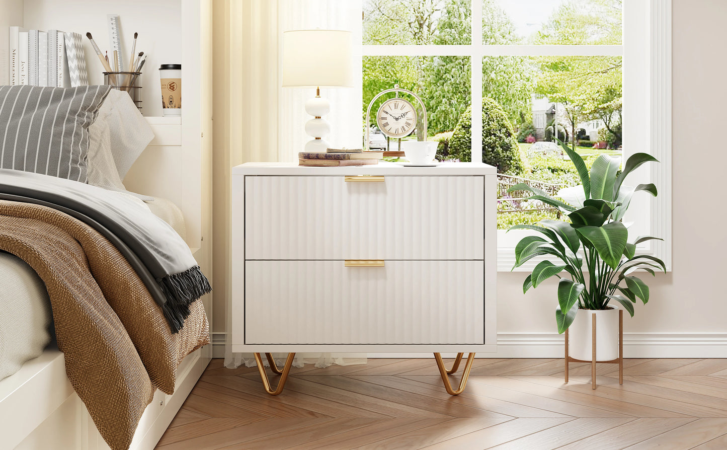 Rosahqnda Sängbord – 2-pack | Modern Marockansk Stil med Förvaring