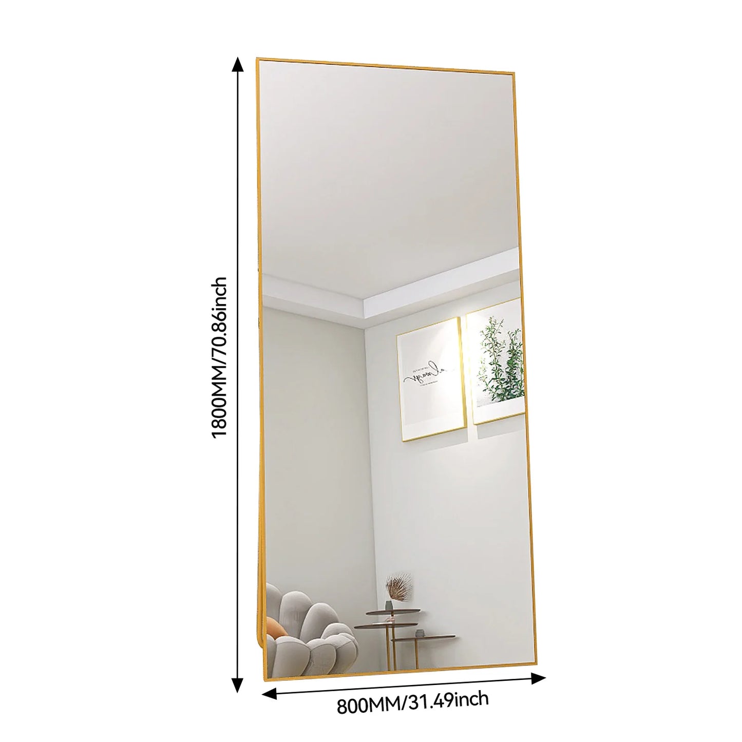 Rosahqnda Helkroppsspegel – 162 cm med Ställning eller Väggmontering