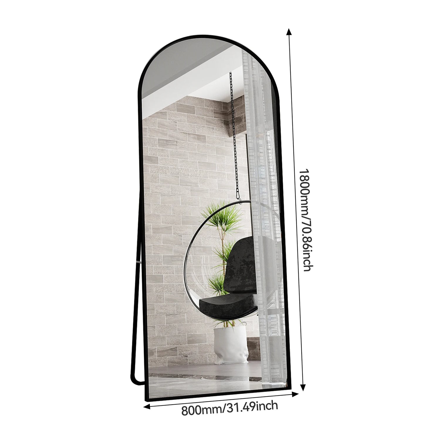 Rosahqnda Helkroppsspegel – 162 cm med Ställning eller Väggmontering