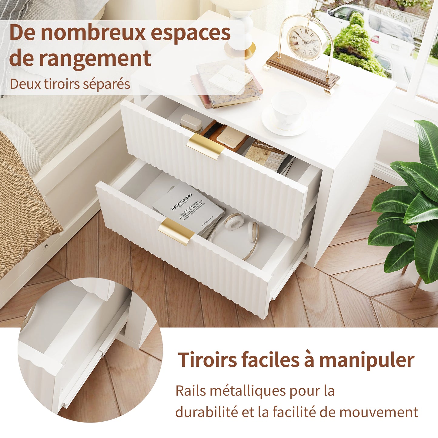 Rosahqnda Sängbord – 2-pack | Modern Marockansk Stil med Förvaring
